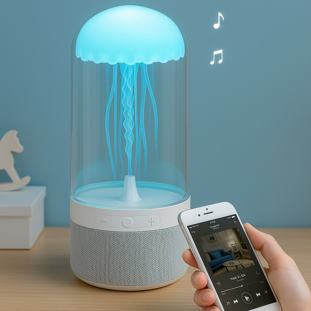 Parlante lampara con luces LED medusa